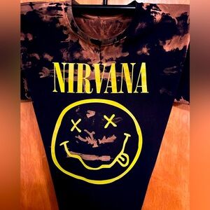 NIRVANA Black and Brown Short Sleeve TieDye Tee Iconic Design
